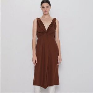 Zara Russet Brown Sleeveless Lyocell Dress Size M